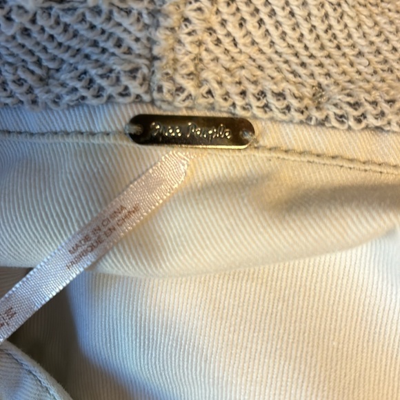 Free People White Denim Hoodie Jacket w/Gray Sleeves size S - Picture 14 of 16